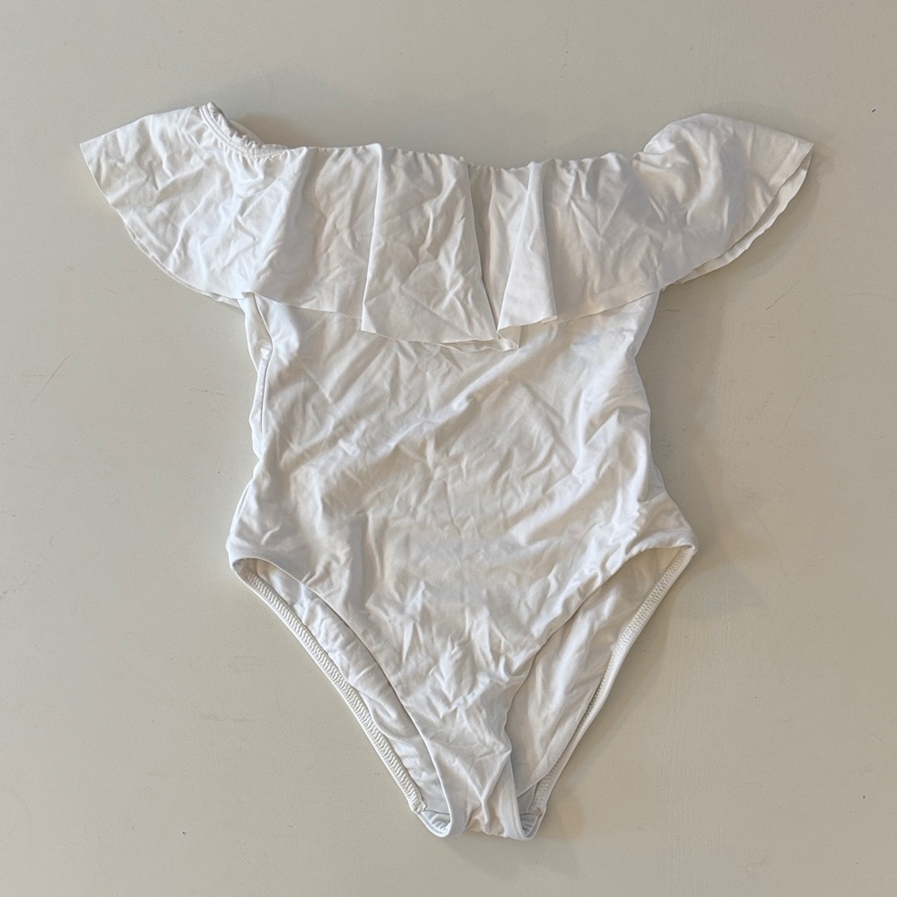 Trina Turk White Off-Shoulder One Piece Swimsuit